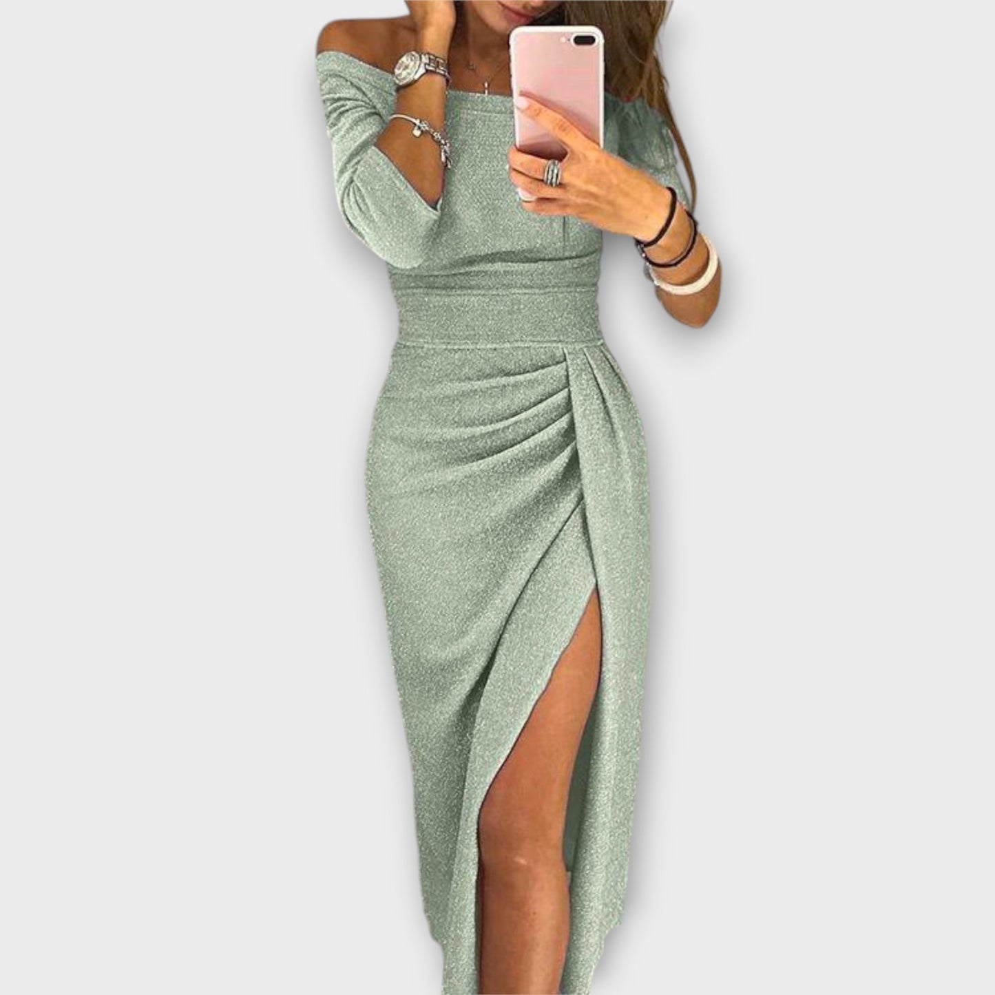 Aldana - Elegancka sukienka z odkrytymi ramionami