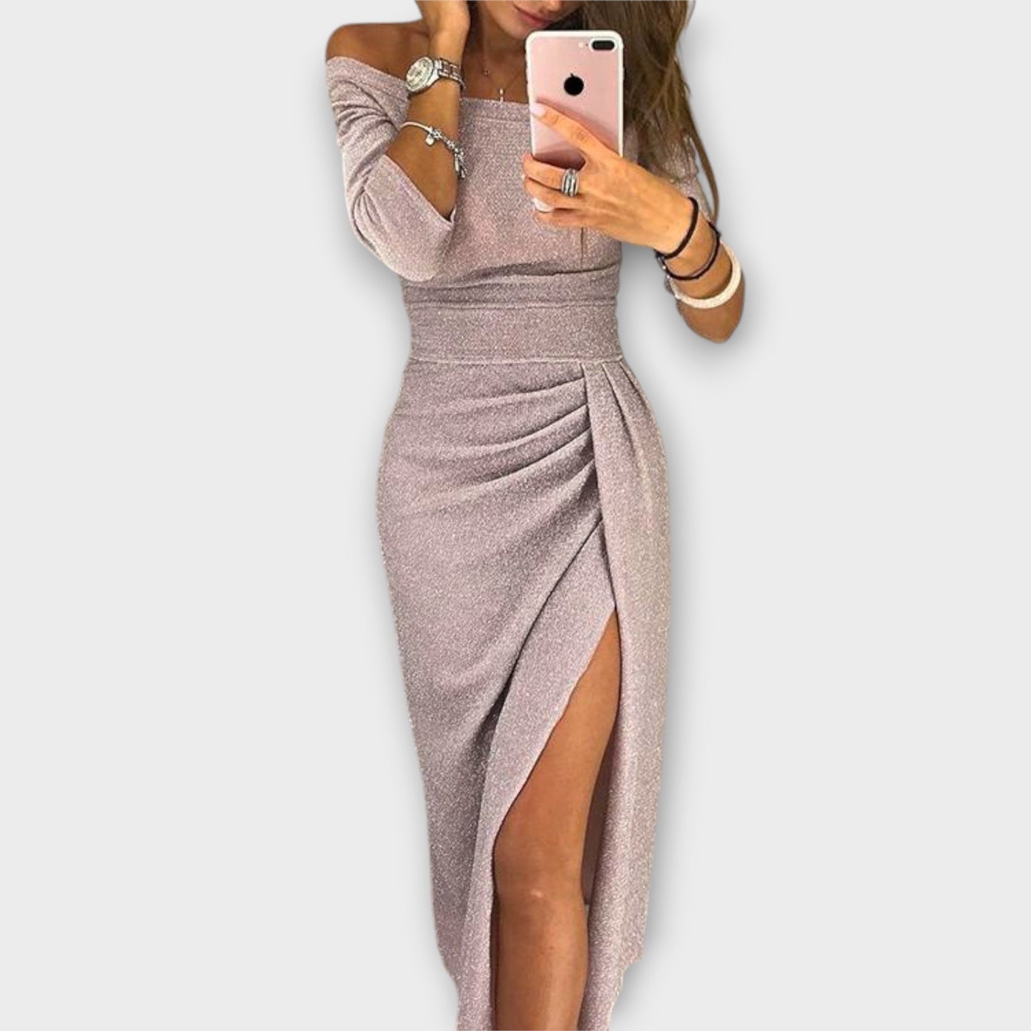 Aldana - Elegancka sukienka z odkrytymi ramionami