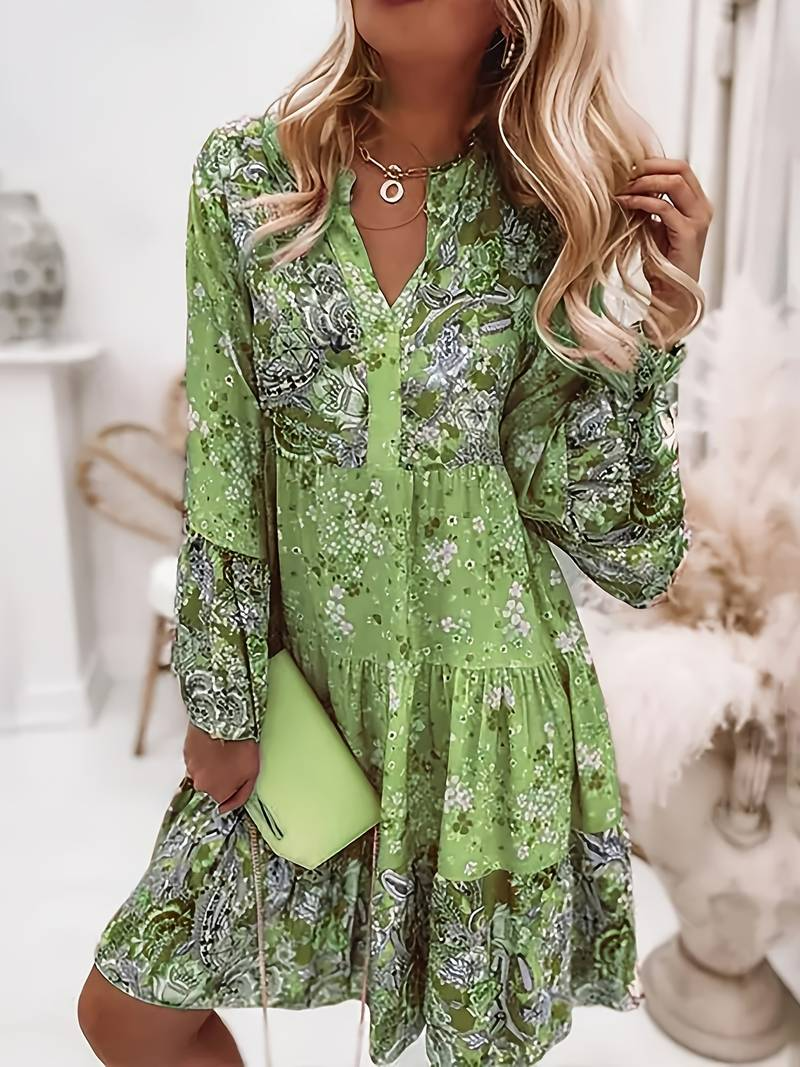 Gabriela | Elegancka sukienka w stylu boho z kwiatowym nadrukiem