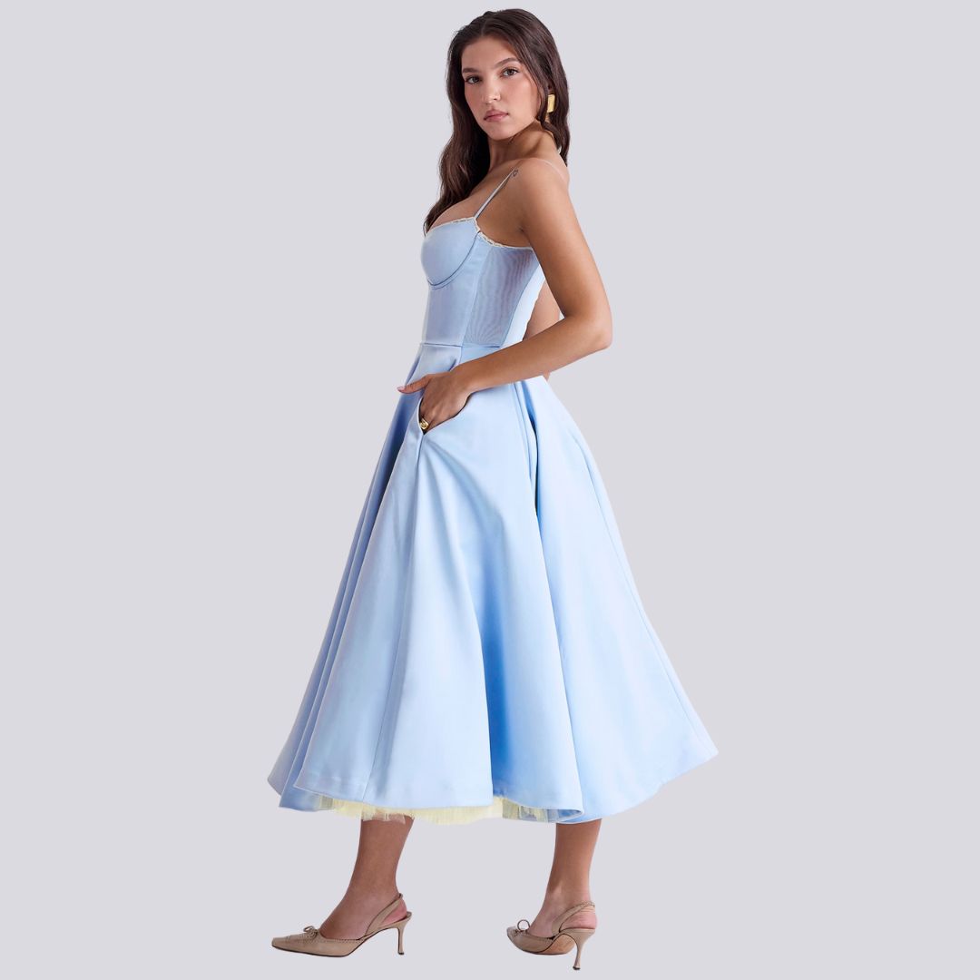 Kira | Elegancka sukienka maxi w kształcie litery A z dekoltem w kształcie litery V