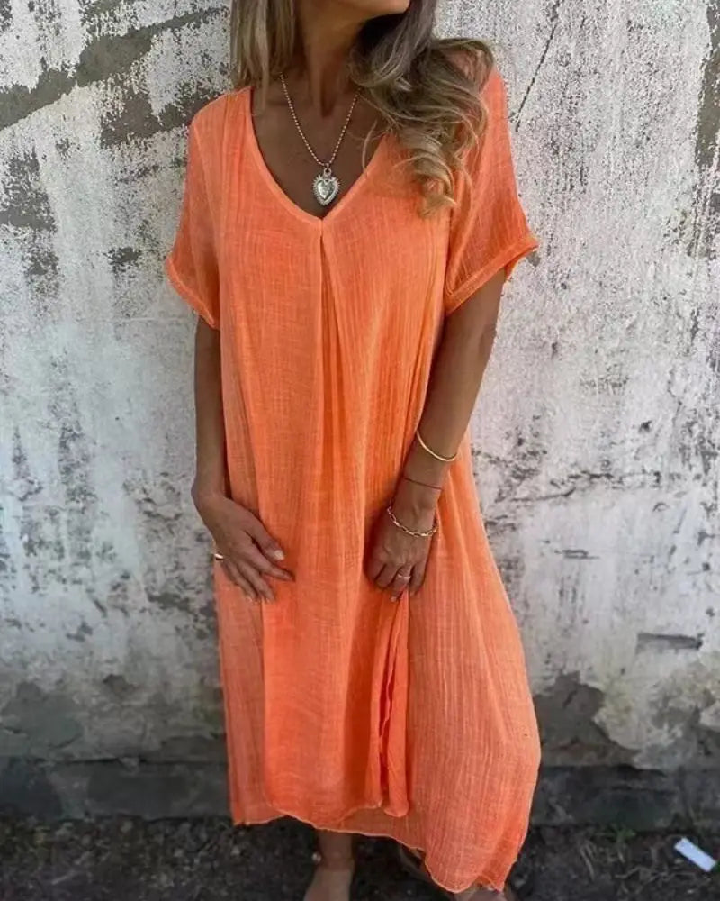 Gina™ | Elegancka luźna letnia sukienka z dekoltem w kształcie litery V