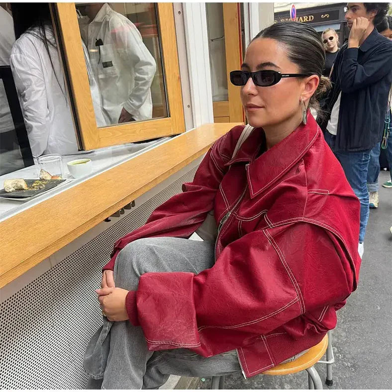 Faye™ – Skórzana kurtka oversize