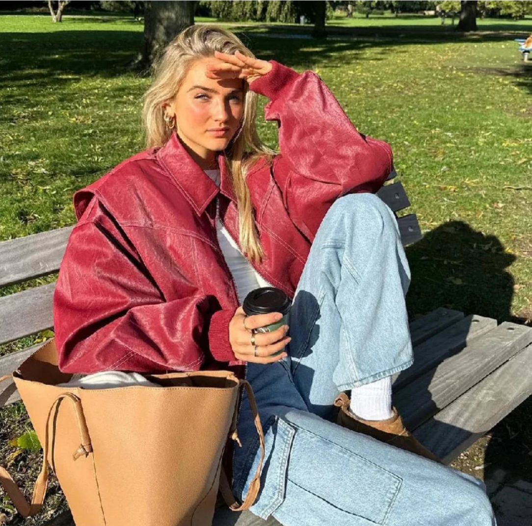 Faye™ – Skórzana kurtka oversize