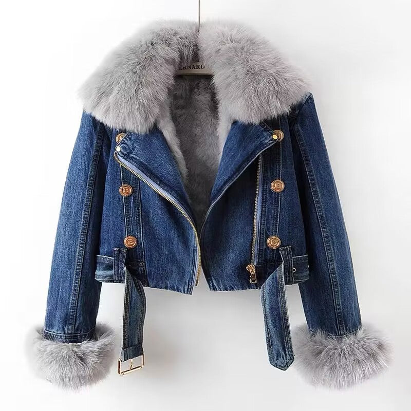 Celeste™ | Ekologisk Denimjacka med Konstpäls
