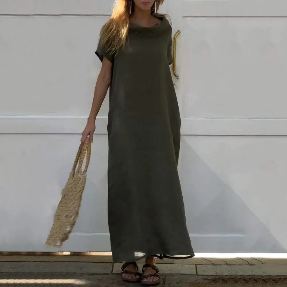 Iona- | Sukienka z efektem lnu z eleganckim ko?nierzem