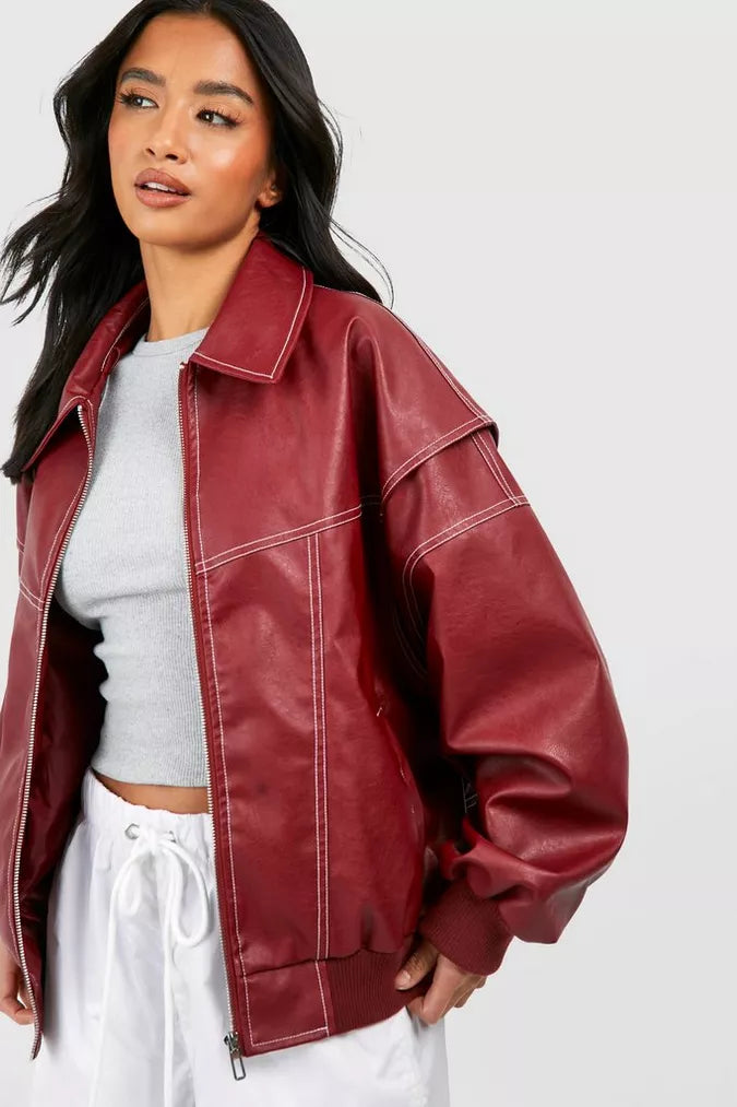 Faye™ – Skórzana kurtka oversize