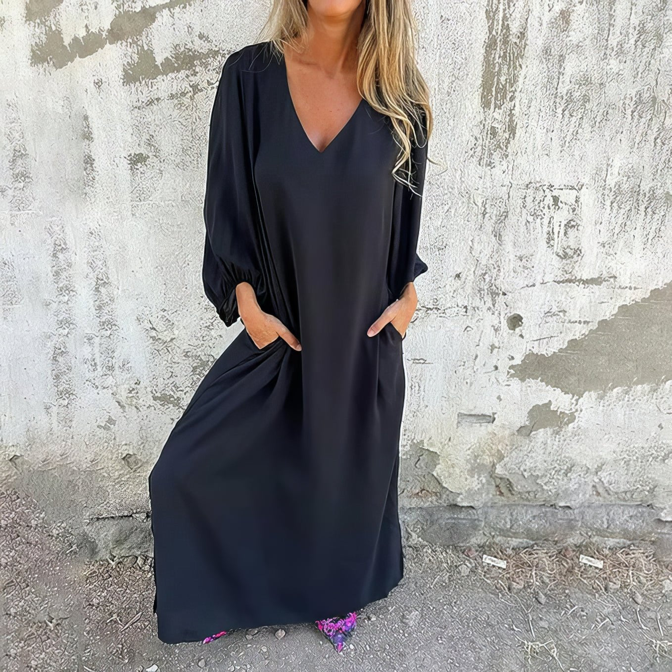 Perła | Długa sukienka w stylu boho z kieszeniami