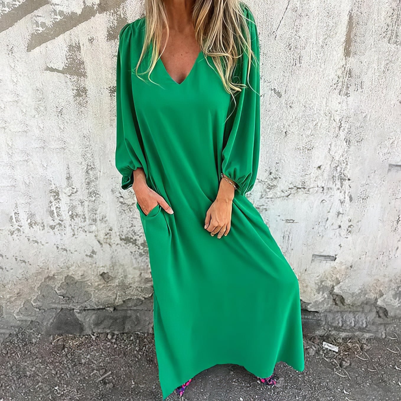 Perła | Długa sukienka w stylu boho z kieszeniami