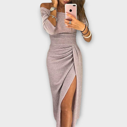 Aldana - Elegancka sukienka z odkrytymi ramionami