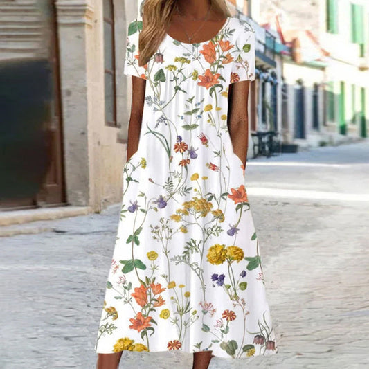 Isaura- | Boho sukienka w kwiaty z zakryciem