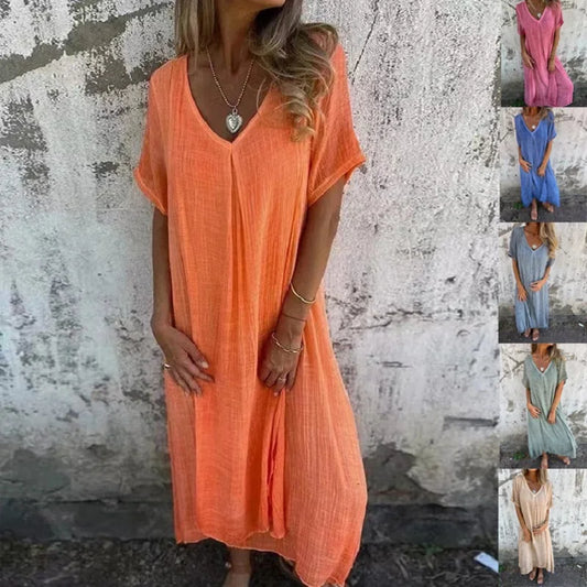 Gina™ | Elegancka luźna letnia sukienka z dekoltem w kształcie litery V