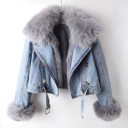 Celeste™ | Ekologisk Denimjacka med Konstpäls