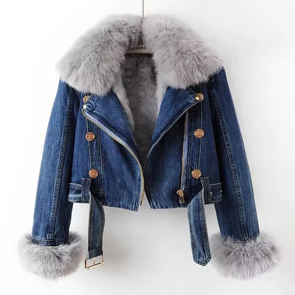 Celeste™ | Ekologisk Denimjacka med Konstpäls